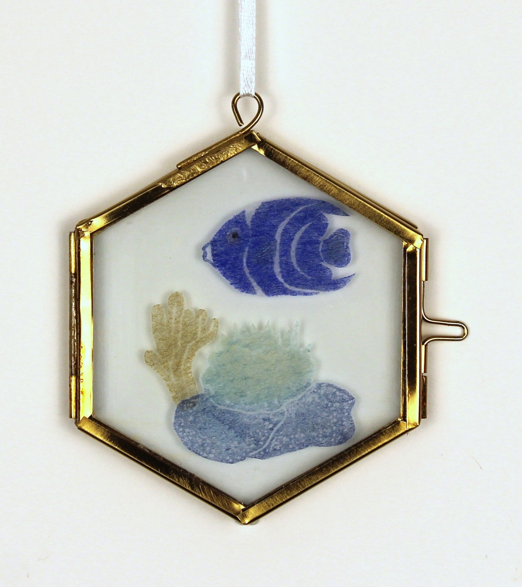Glass Frame Relief Print Art (Small)-Bathed in Blue