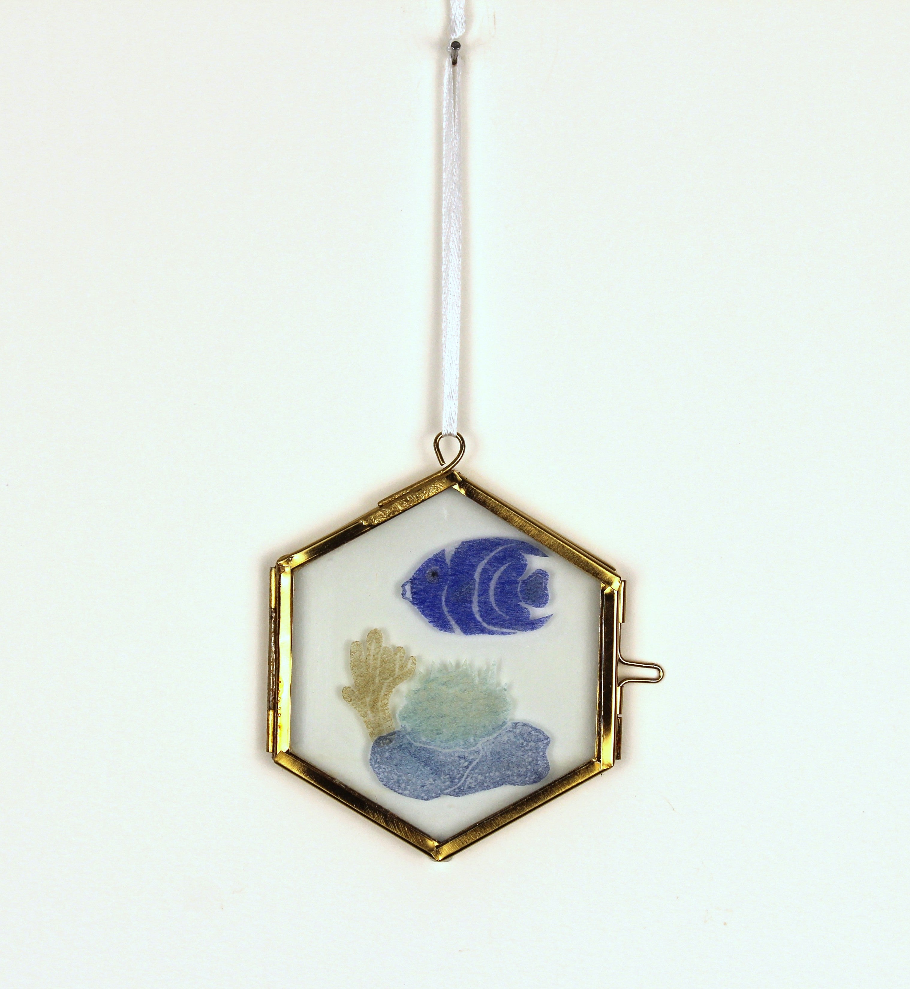 Glass Frame Relief Print Art (Small)-Bathed in Blue