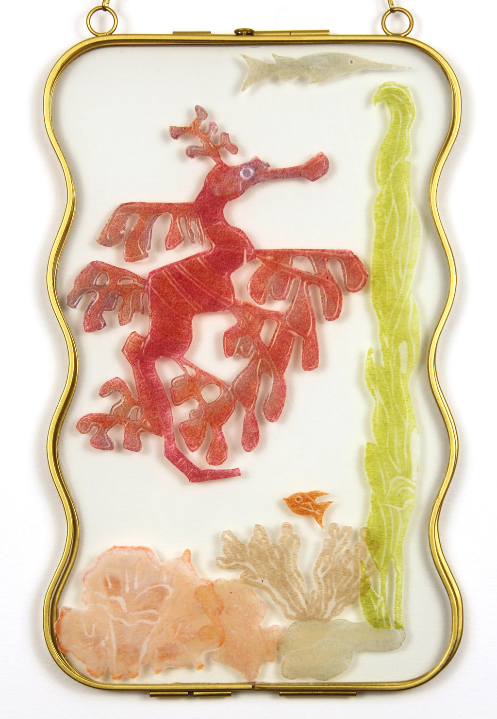 Glass Frame Relief Print Art (Large)-Floating Dragon
