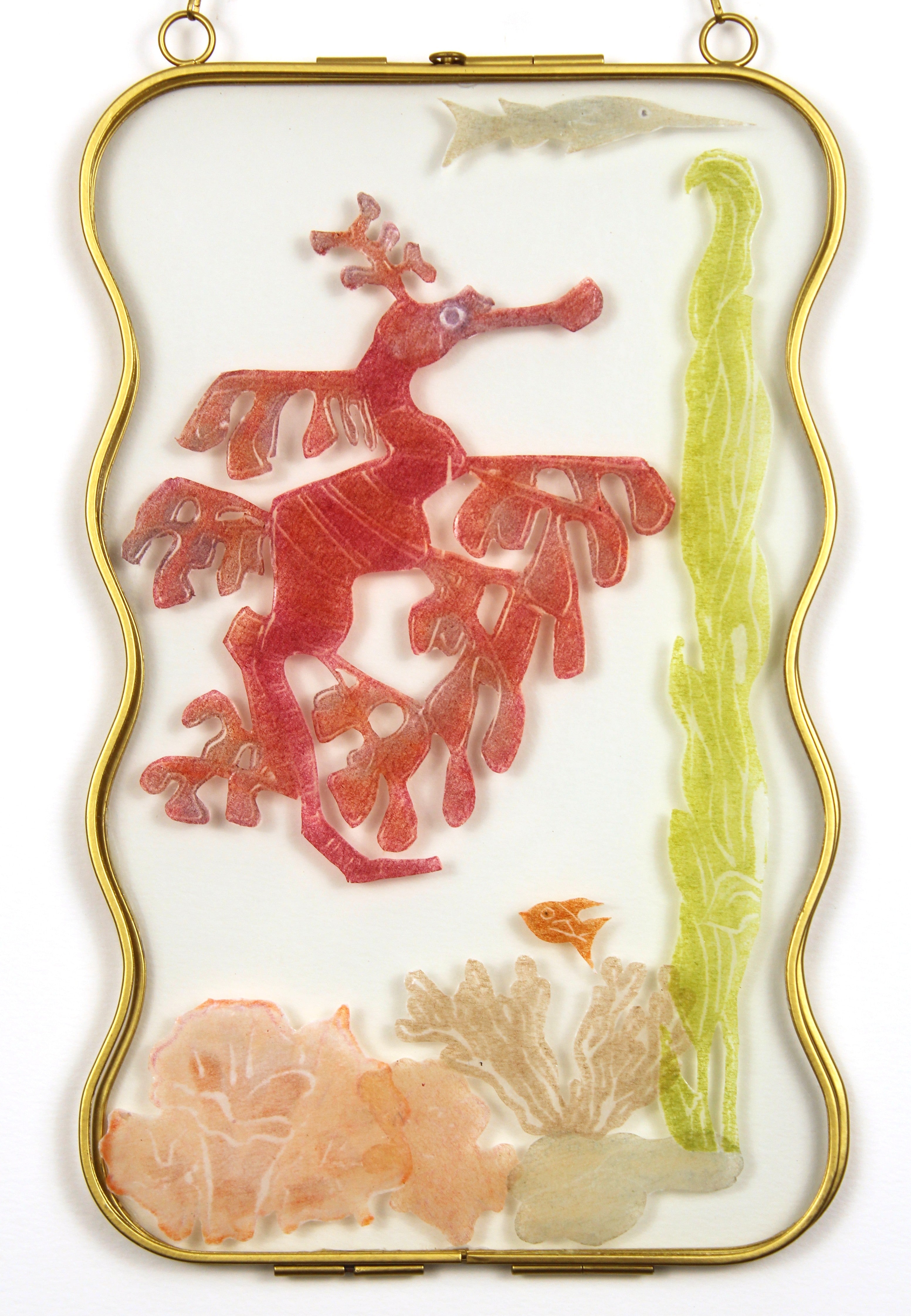 Glass Frame Relief Print Art (Large)-Floating Dragon