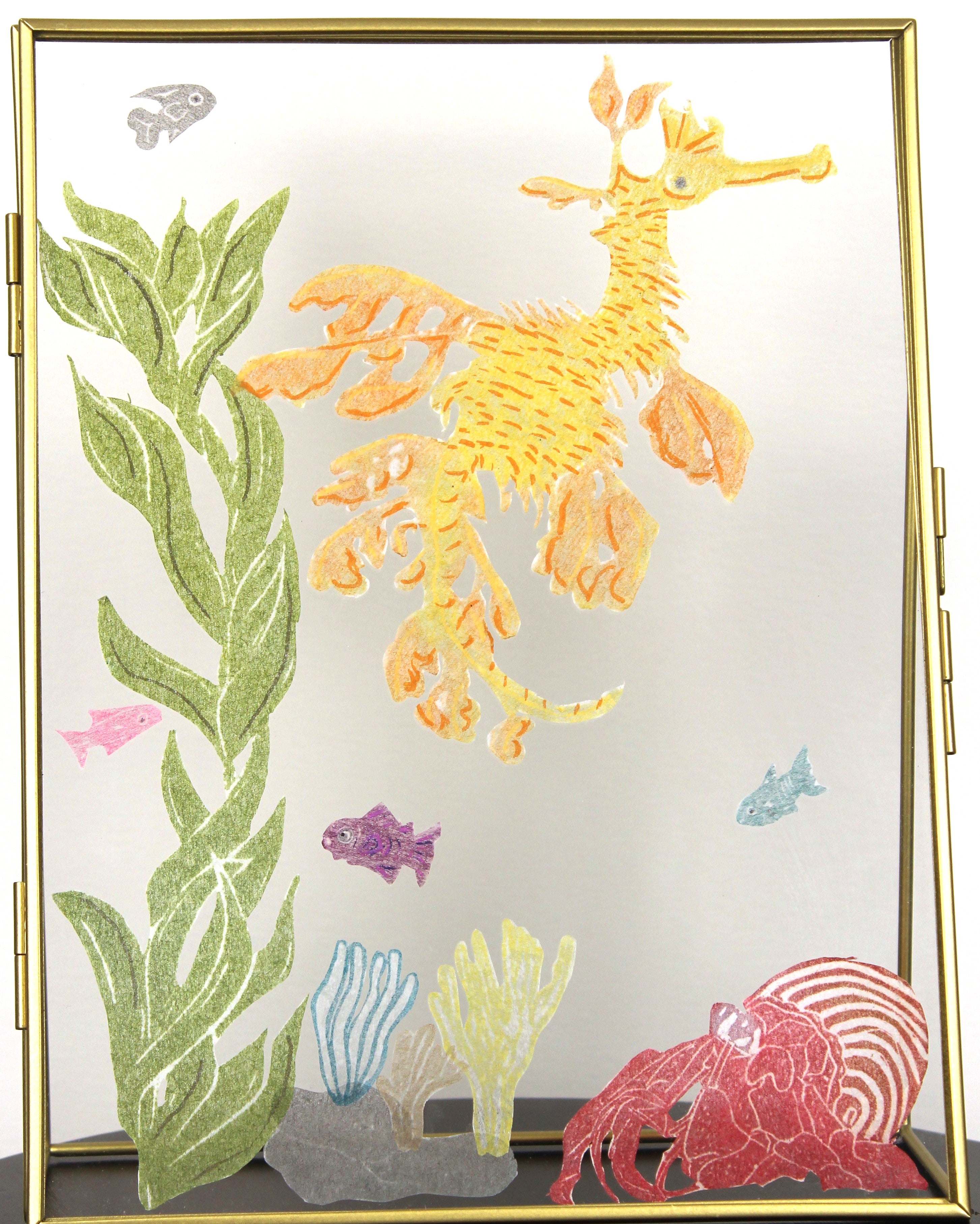 Glass Frame Relief Print Art (Large Standing Frame)-Walking on Sunshine