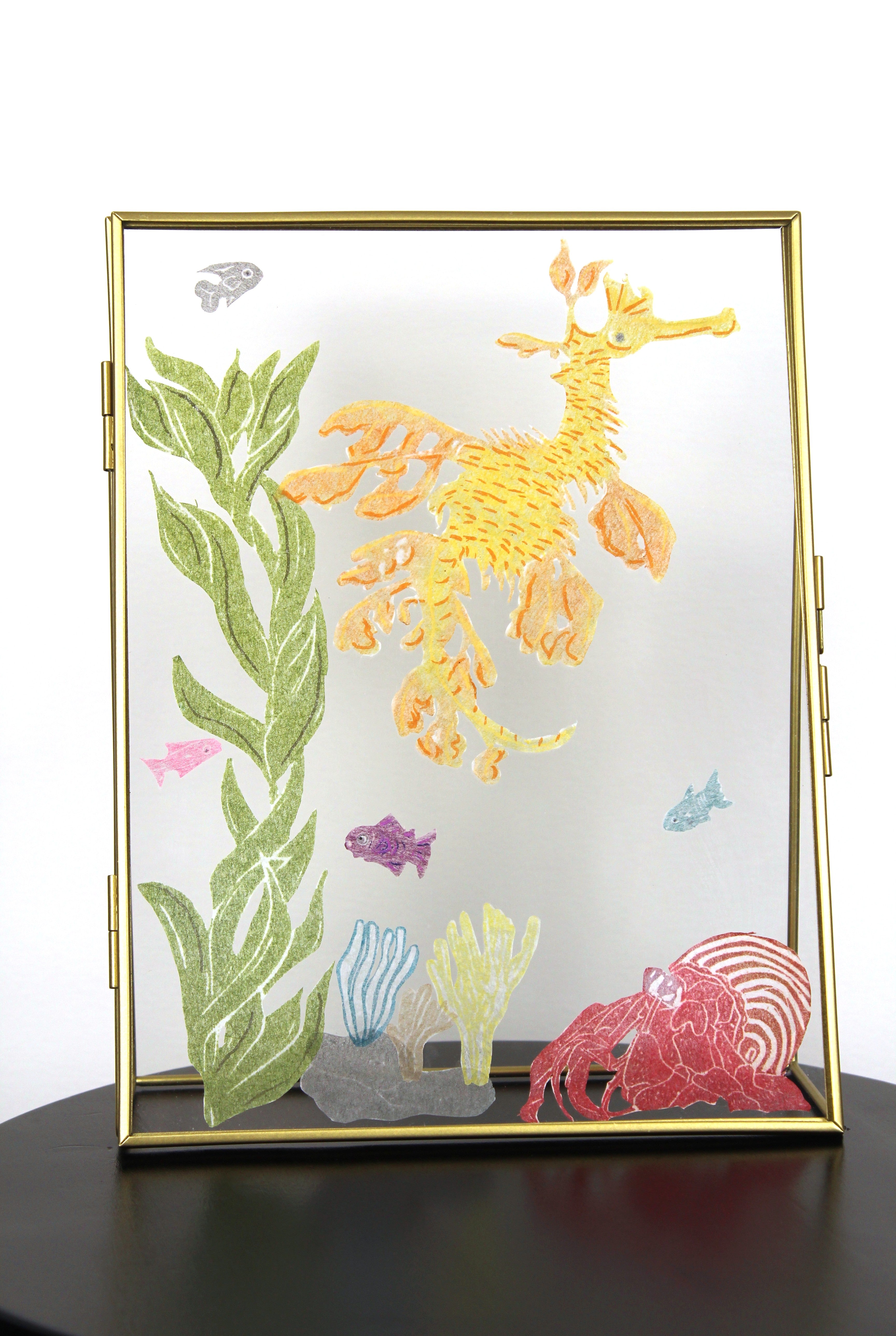 Glass Frame Relief Print Art (Large Standing Frame)-Walking on Sunshine