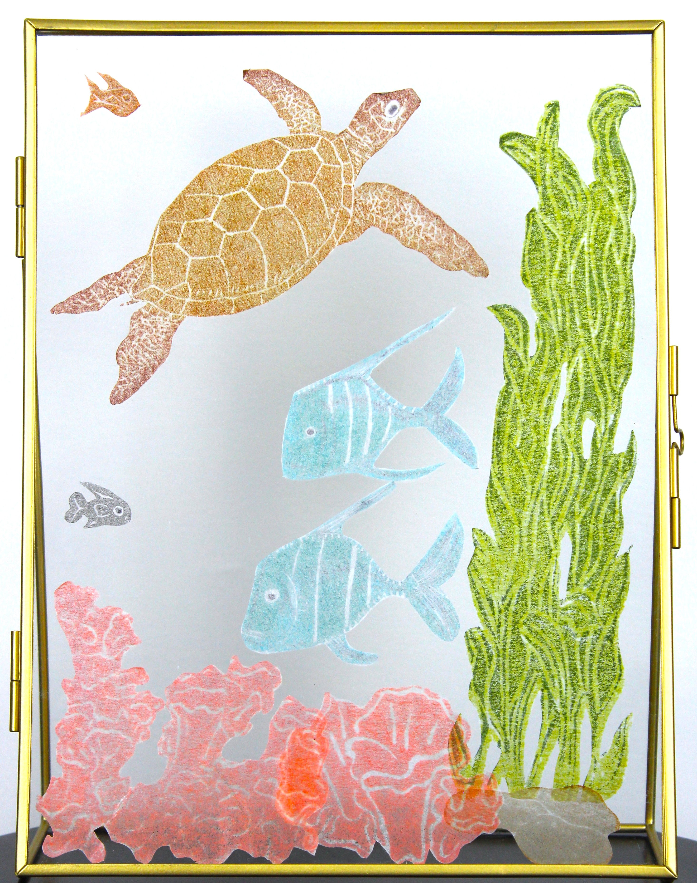 Glass Frame Relief Print Art (Large Standing Frame)-Look Down Love