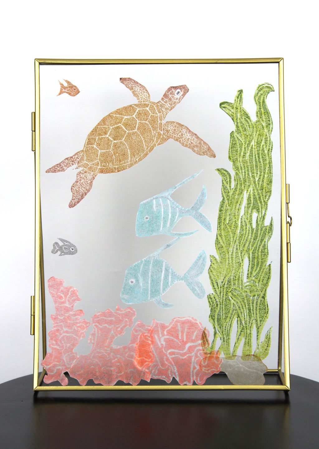 Glass Frame Relief Print Art (Large Standing Frame)-Look Down Love