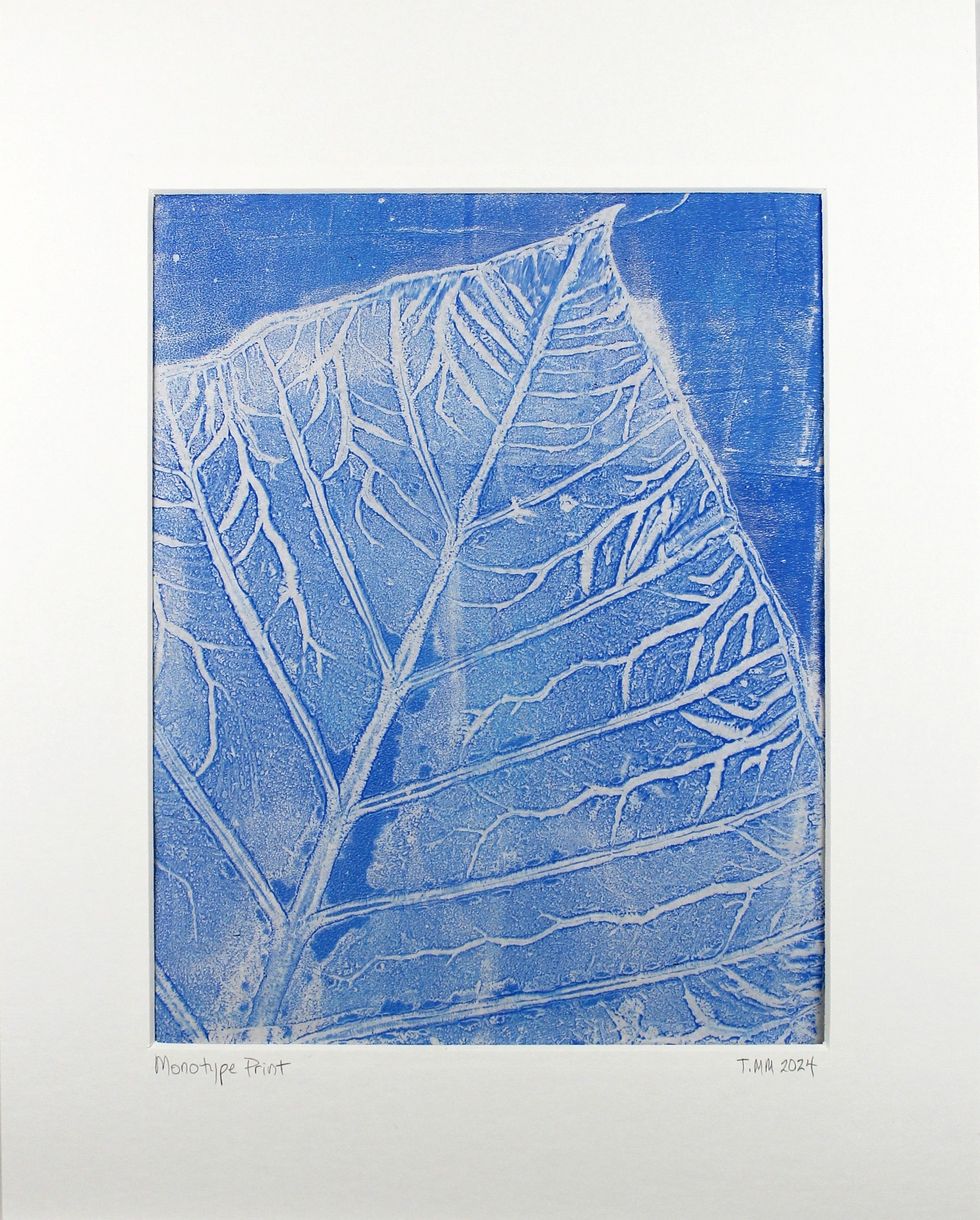 Botanical Monotype Relief Print-Blue Lightening
