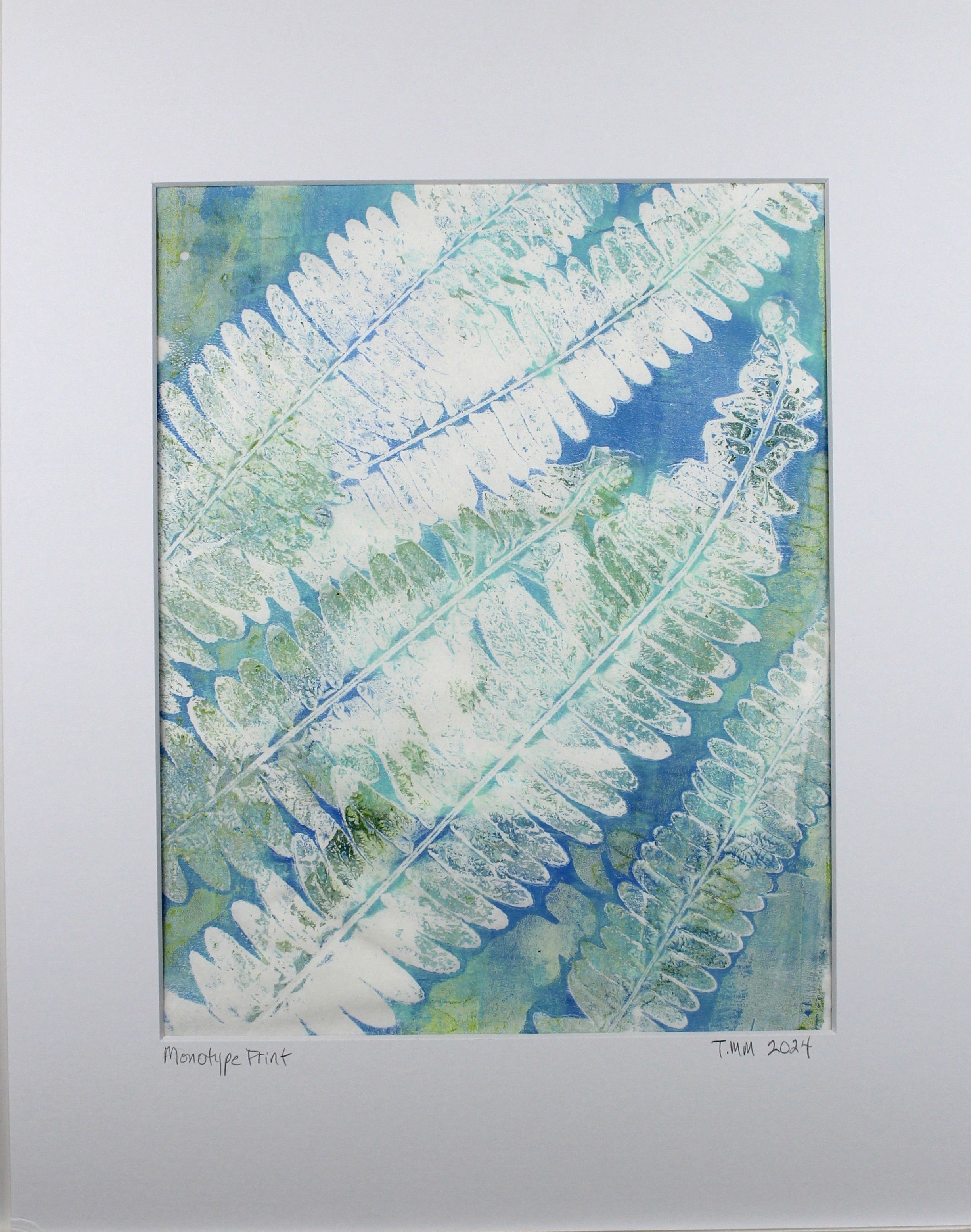 Botanical Monotype Relief Print-Fern Clouds