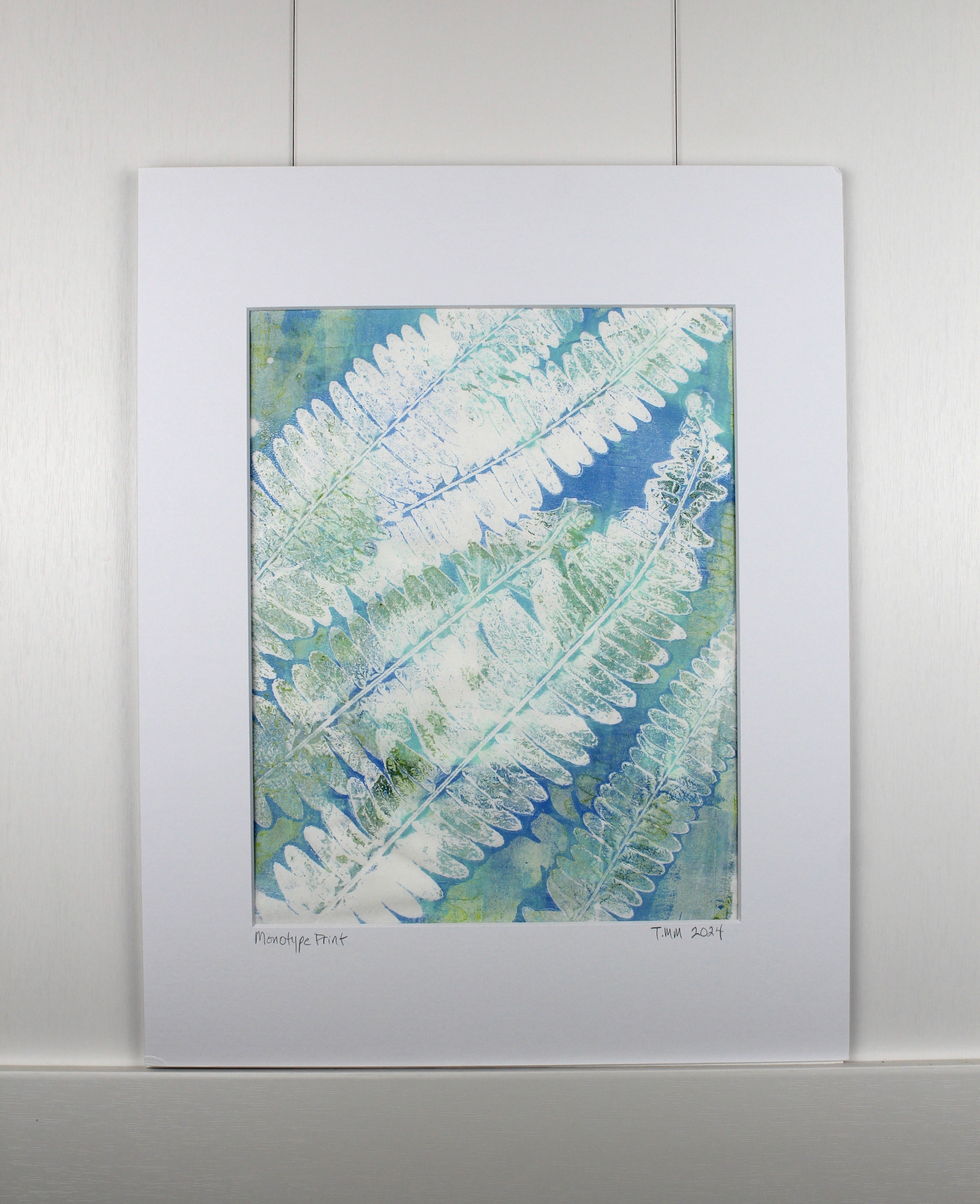 Botanical Monotype Relief Print-Fern Clouds