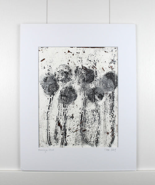 Botanical Monotype Relief Print-Snowy Days